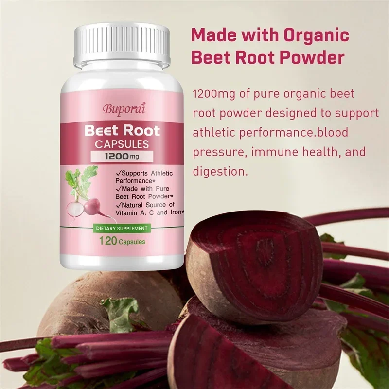 Beet Root Capsules - Supports Digestive Health, Balanced Blood Pressure, Improved Athletic Performance, Immunity, and Vitality V
Beet Root Capsules - Supports Digestive Health, Balanced Blood Pressure, Improved Athletic Performance, Immunity, and Vitality V