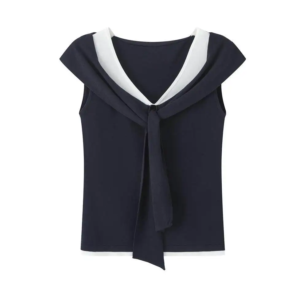 Xiao Ai's 2026 Summer New Style Ageless Color Block Shoulder Design Sleeveless Knitted Top Elegant Simple Fit Soft V-Neck Reg...
Xiao Ai's 2026 Summer New Style Ageless Color Block Shoulder Design Sleeveless Knitted Top Elegant Simple Fit Soft V-Neck Reg...