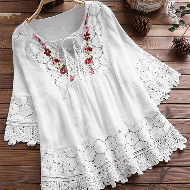 New Fashion Cotton Linen Short Sleeve Women Blouse Casual Loose Lace Splic Woman Tops Summer Elegant Women Shirts
New Fashion Cotton Linen Short Sleeve Women Blouse Casual Loose Lace Splic Woman Tops Summer Elegant Women Shirts