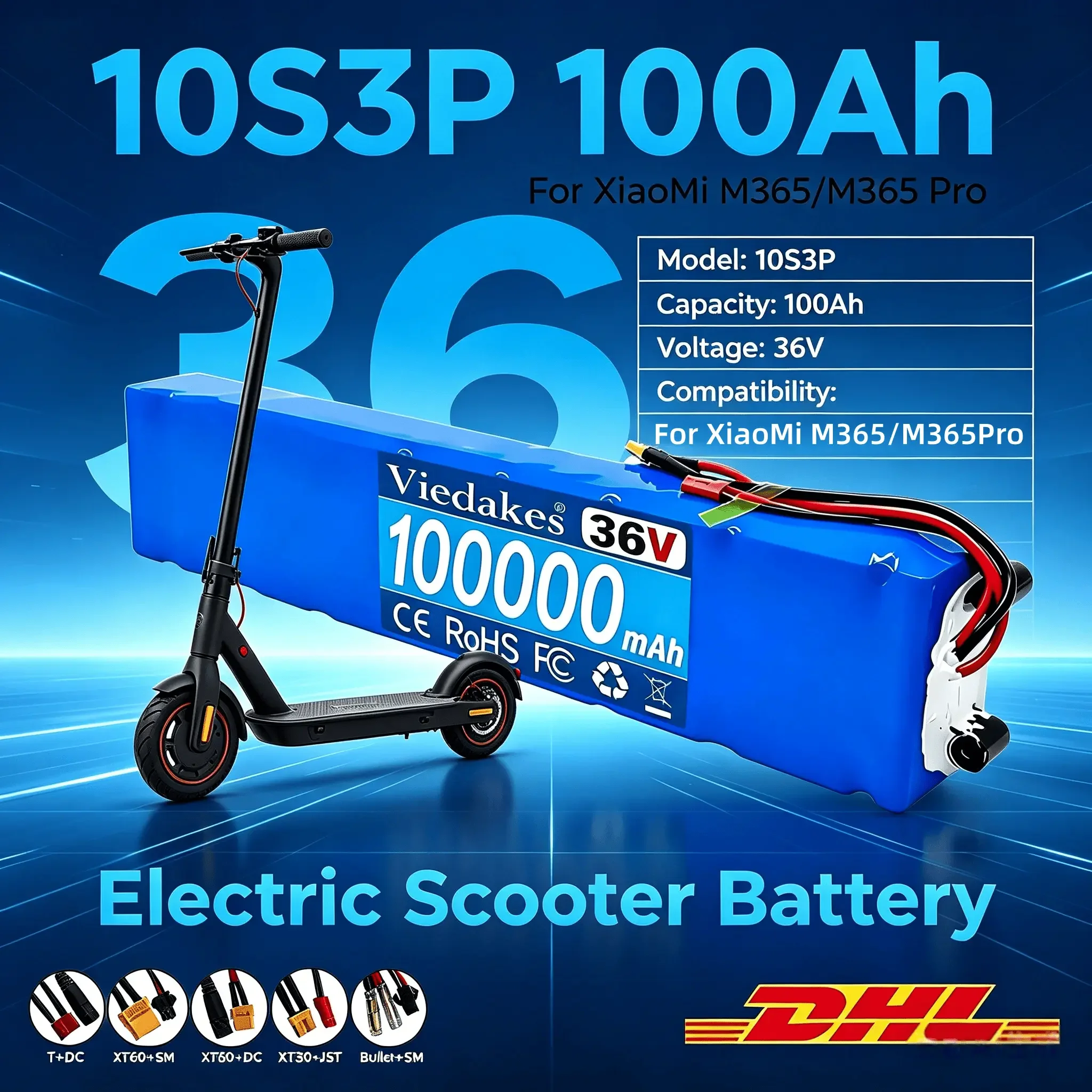 For XiaoMi M365 M365 Pro Replacement E-Scooter Battery 36V 100Ah High Density Lithium Ion Cell With XT60 T Plug Interface
For XiaoMi M365 M365 Pro Replacement E-Scooter Battery 36V 100Ah High Density Lithium Ion Cell With XT60 T Plug Interface