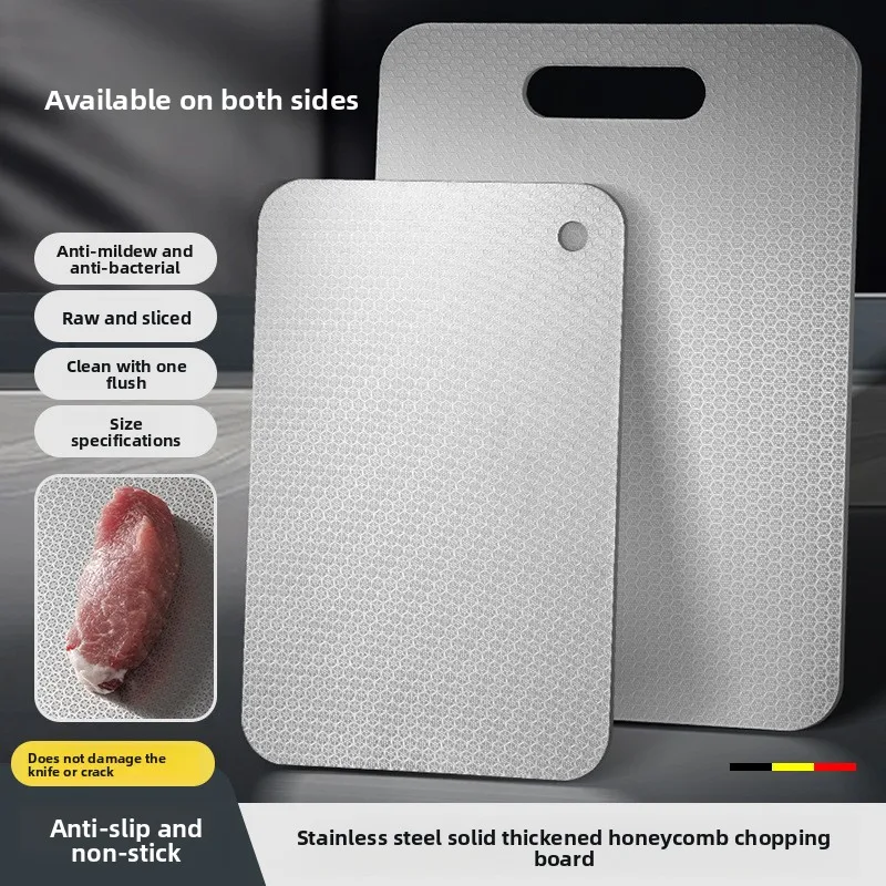 Household Stainless Steel Double-Sided Cutting Board: Non-Slip, Antibacterial, Hangable, Suitable for Knives
Household Stainless Steel Double-Sided Cutting Board: Non-Slip, Antibacterial, Hangable, Suitable for Knives