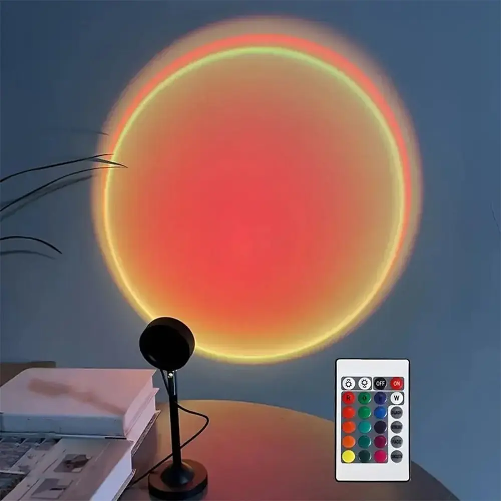 16 Color Sunset Projection Lamp Remote Control USB Powered LED Sunset Lamp Neon Style Rotated RGB Night Light Bedroom Atmosphere
16 Color Sunset Projection Lamp Remote Control USB Powered LED Sunset Lamp Neon Style Rotated RGB Night Light Bedroom Atmosphere