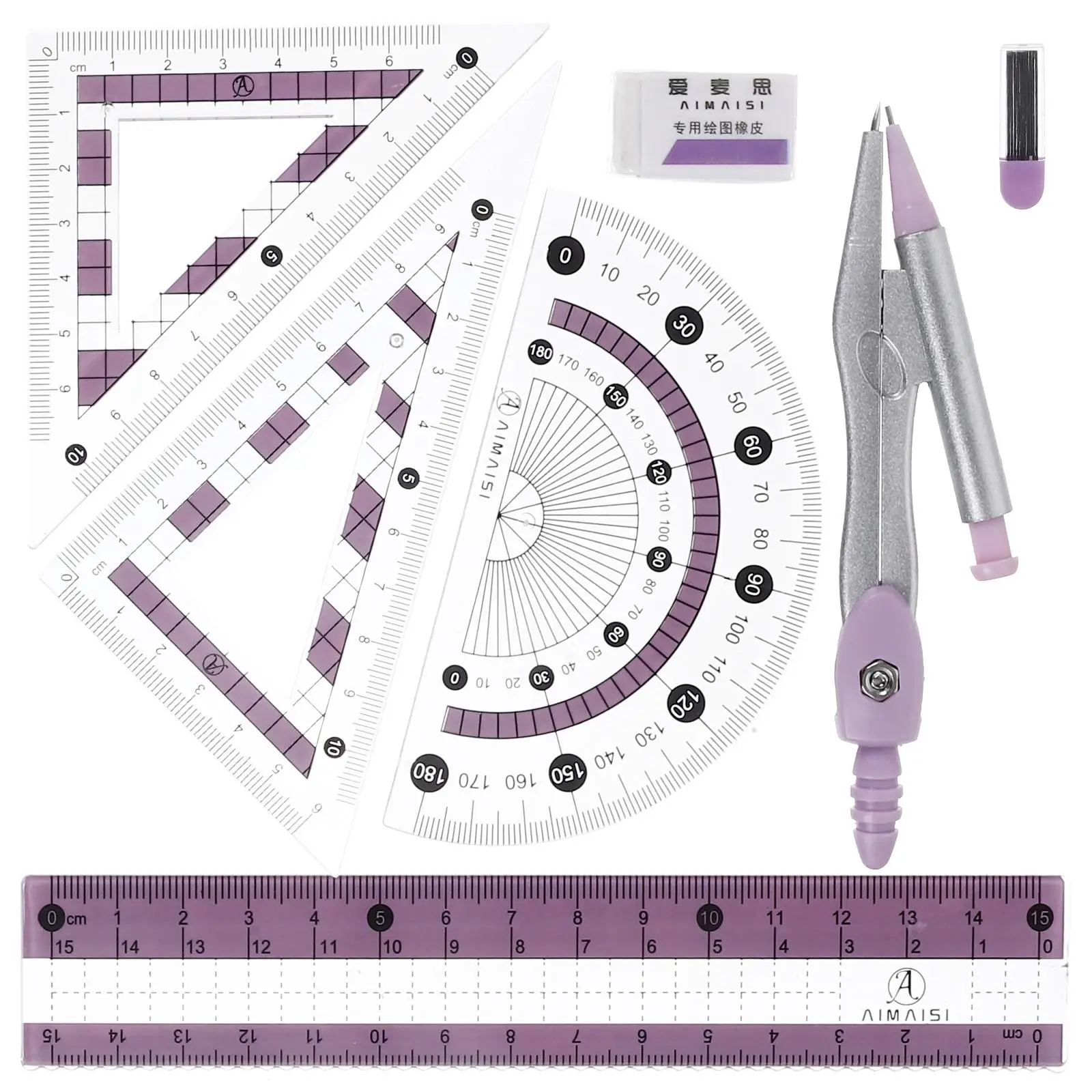 1 set Set Pink Transparent Ruler Kit Protractors Compass Triangle Board Kids Drawing Stationery Office Supplies Student
1 set Set Pink Transparent Ruler Kit Protractors Compass Triangle Board Kids Drawing Stationery Office Supplies Student