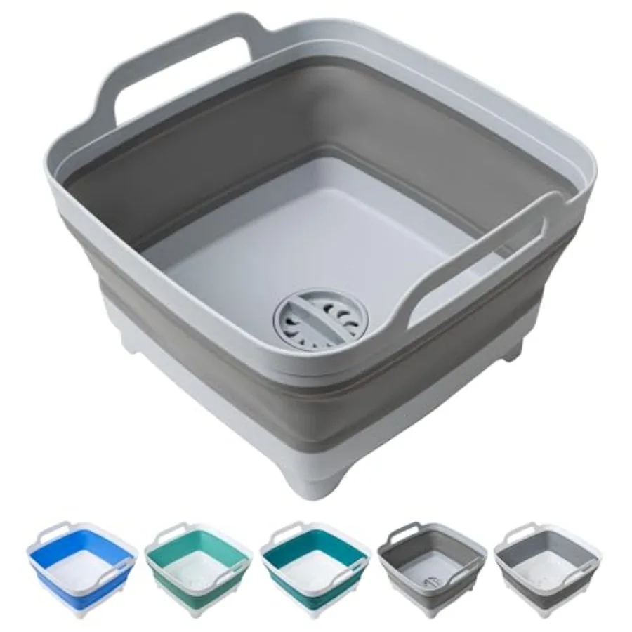 Dishpan for Washing Dishes, 2.4Gal/9L Wash Basin with Draining Plug Carry Handles, Collapsible Bucket for Cleaning, Portable Si
Dishpan for Washing Dishes, 2.4Gal/9L Wash Basin with Draining Plug Carry Handles, Collapsible Bucket for Cleaning, Portable Si