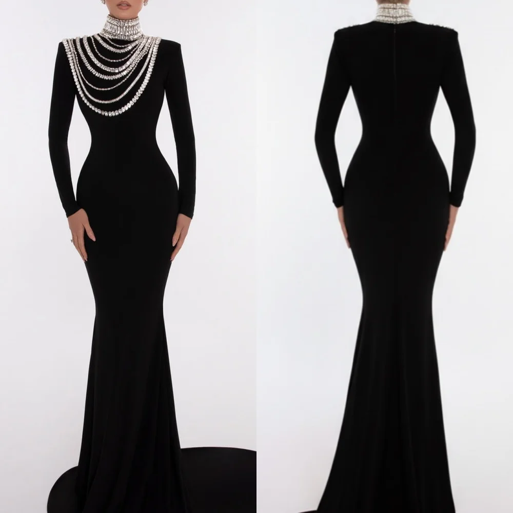 Customized Luxury Evening Dress Sparkle Temperament High Collar Black Mermaid Long Dresses Bespoke Occasion Formal Party Gown
Customized Luxury Evening Dress Sparkle Temperament High Collar Black Mermaid Long Dresses Bespoke Occasion Formal Party Gown