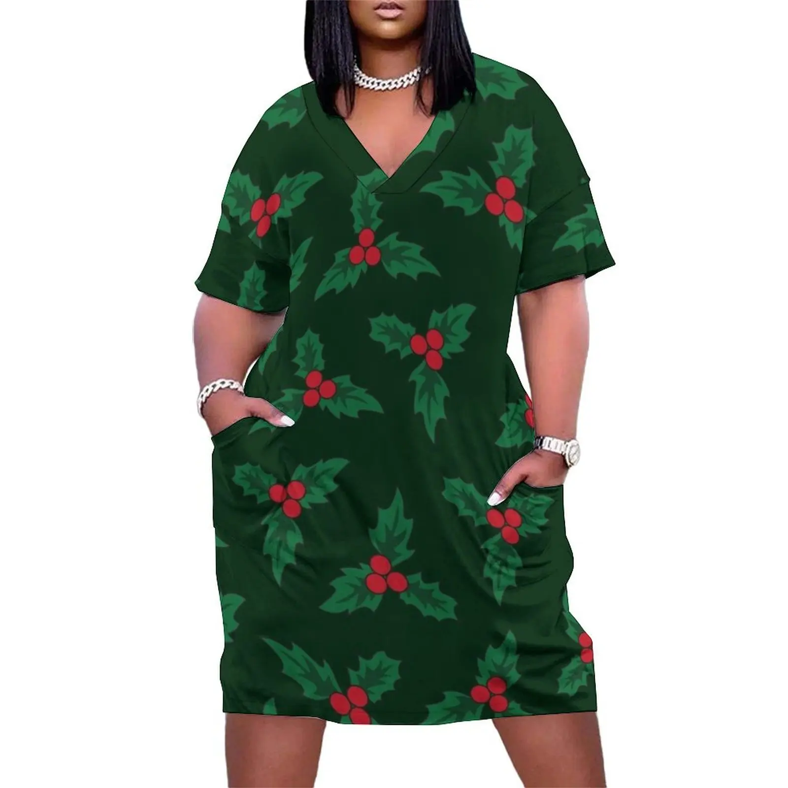 Christmas Holly Pattern Loose Pocket Dress dress summer women"s elegant loose dresses prom dress 2024
Christmas Holly Pattern Loose Pocket Dress dress summer women"s elegant loose dresses prom dress 2024