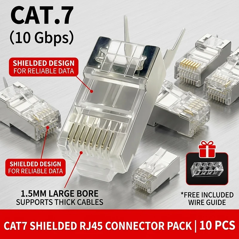 10Pcs Cat7 RJ45 Shielded Pass Through Connector Ethernet Modular Plug Gold Plated Crystal End For Cat5 Cat6 Cat7 Lan Cable
10Pcs Cat7 RJ45 Shielded Pass Through Connector Ethernet Modular Plug Gold Plated Crystal End For Cat5 Cat6 Cat7 Lan Cable