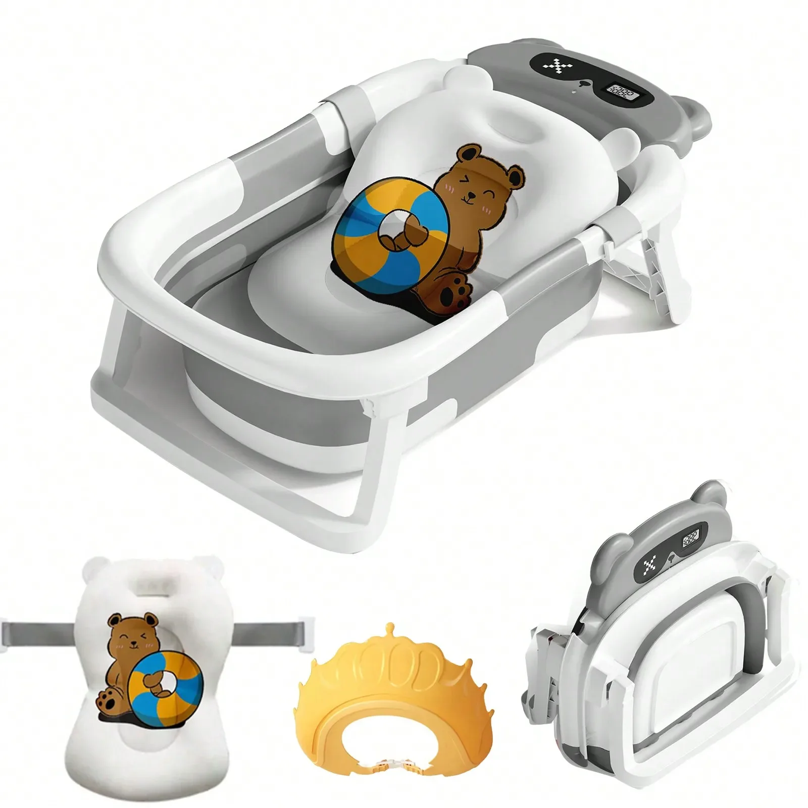 Folding Baby Bathtub with Thermometer Take A Bath Bathtub Non-Slip Foot Bath Bucket Bathroom Tub with Cushion Support for Shower
Folding Baby Bathtub with Thermometer Take A Bath Bathtub Non-Slip Foot Bath Bucket Bathroom Tub with Cushion Support for Shower