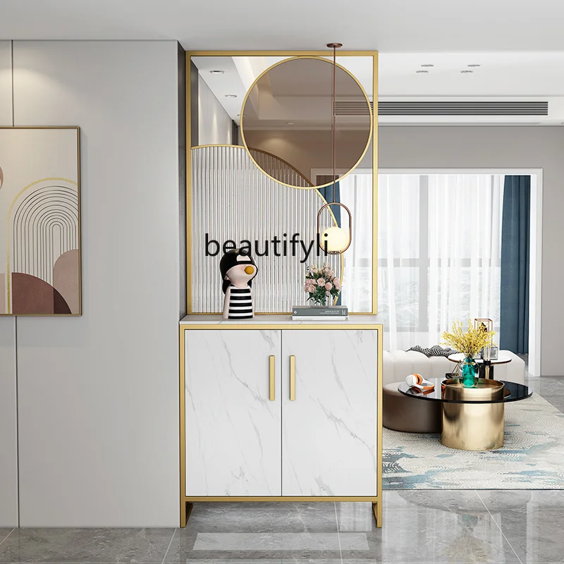 Integrated household light luxury living room entrance decoration storage Changhong glass simple foyer partition
Integrated household light luxury living room entrance decoration storage Changhong glass simple foyer partition