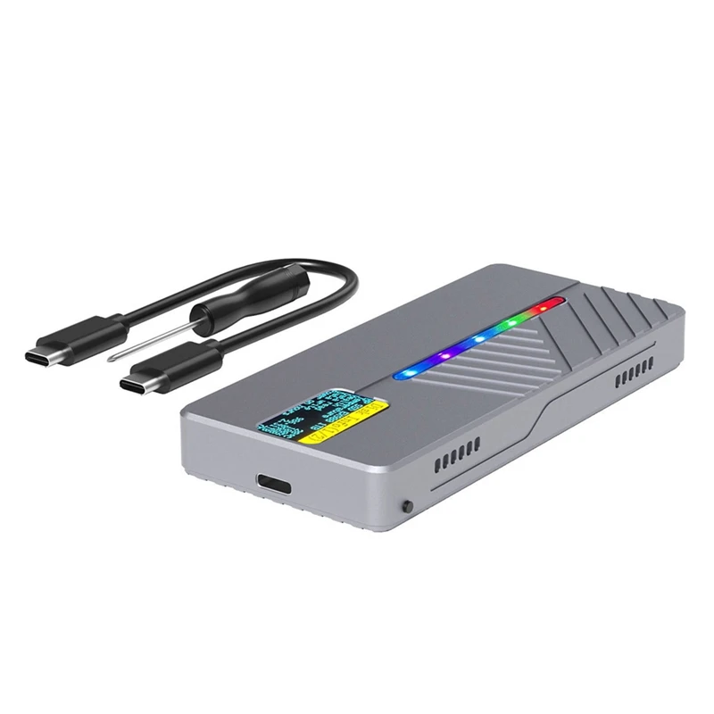 Smart Display M.2 Solid State Mobile Hard Drive Box Hard Drive Box 10GB Dual Protocol Nvme/Sata Aluminum Alloy Shell
Smart Display M.2 Solid State Mobile Hard Drive Box Hard Drive Box 10GB Dual Protocol Nvme/Sata Aluminum Alloy Shell