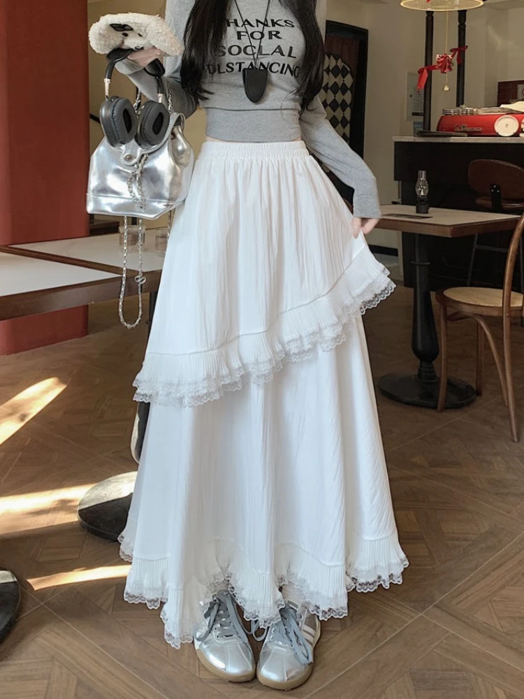 2025 New Fashion Women Summer Fashion Long Lace Stitching Skirts Female High Waist A-line Skirt Women's Solid Color Loose Skirts
2025 New Fashion Women Summer Fashion Long Lace Stitching Skirts Female High Waist A-line Skirt Women's Solid Color Loose Skirts