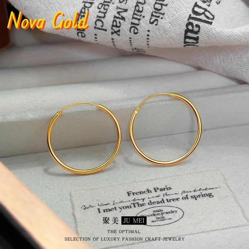 NovaGlod Simple 24K real gold earrings glossy circle exaggerated jewelry 9999 personality cold wind earrings earrings
NovaGlod Simple 24K real gold earrings glossy circle exaggerated jewelry 9999 personality cold wind earrings earrings