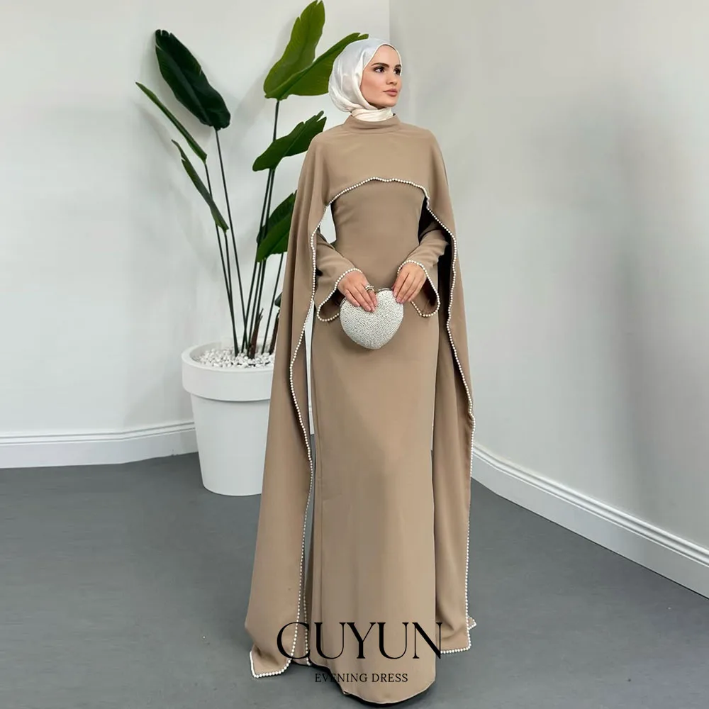 CUYUN Customized Cape Sleeves Elegant Muslim Evening Gown Long Sleeves Jersey Floor-Length Formal Event Gown Banquet Dinner Gown
CUYUN Customized Cape Sleeves Elegant Muslim Evening Gown Long Sleeves Jersey Floor-Length Formal Event Gown Banquet Dinner Gown