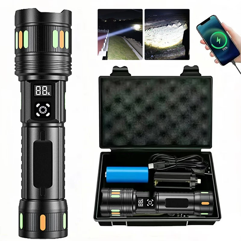 High Power LED Flashlight USB Rechargeable Powerful Strong Light Lantern Portable Tactical Torch For Outdoor Camping
High Power LED Flashlight USB Rechargeable Powerful Strong Light Lantern Portable Tactical Torch For Outdoor Camping
