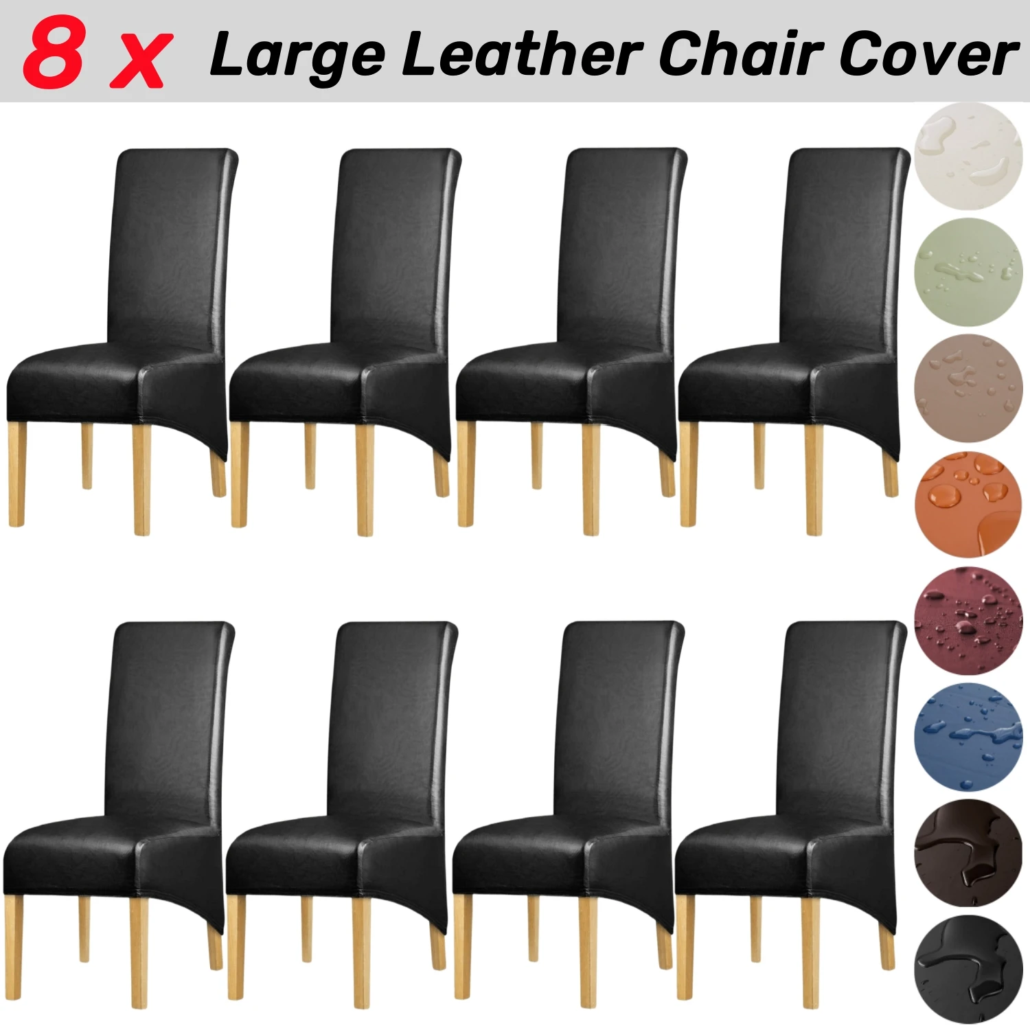 8Pcs Large Size Dining room Chair Covers Waterproof PU Leather Highback Chair Seat Slipcover Dining Room Protector Removable
8Pcs Large Size Dining room Chair Covers Waterproof PU Leather Highback Chair Seat Slipcover Dining Room Protector Removable