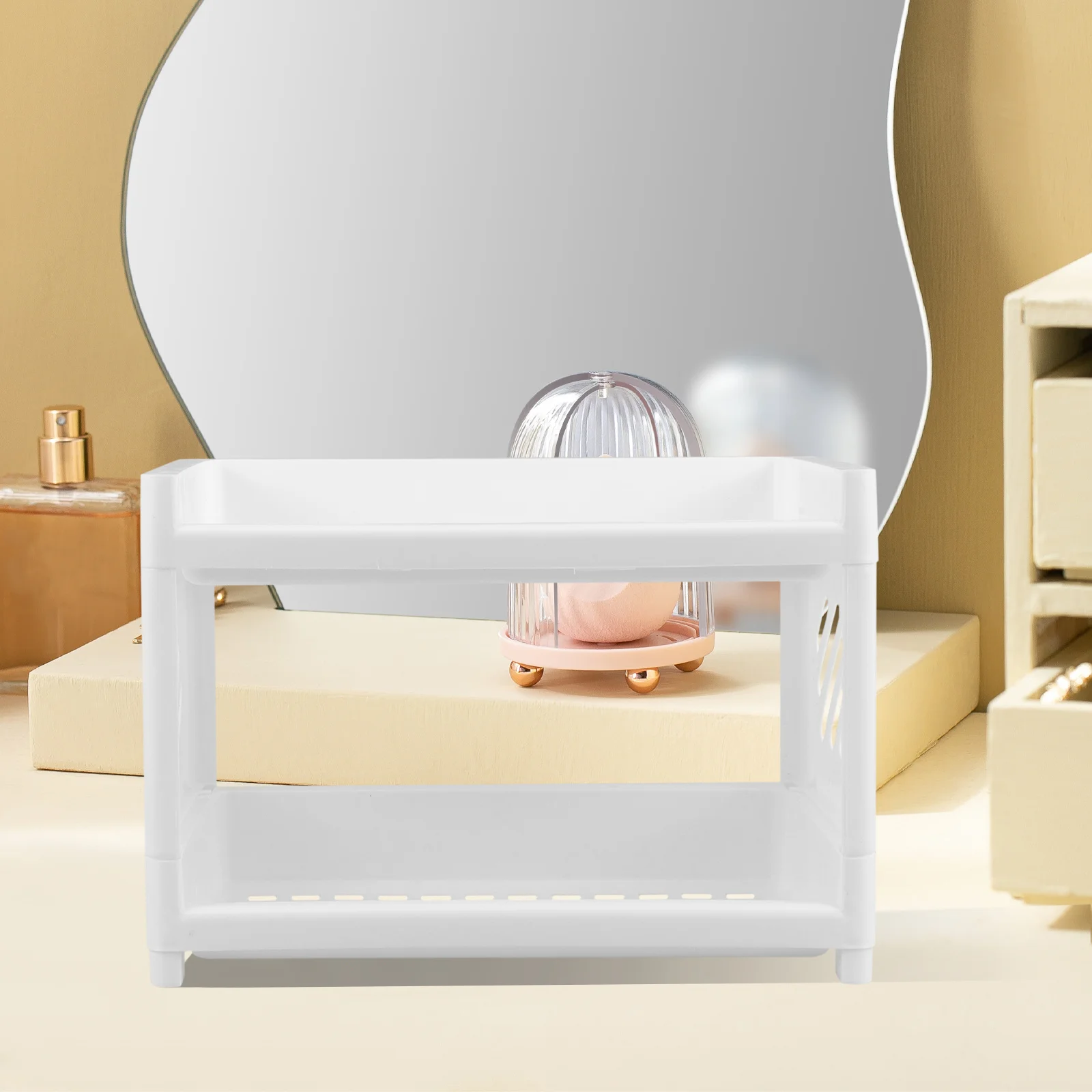 Countertop 2 Tier Shelf Plastic Desktop Storage Rack Bathroom Organizer Corner Toiletry Rack Draining Holes Large Capacity 
Countertop 2 Tier Shelf Plastic Desktop Storage Rack Bathroom Organizer Corner Toiletry Rack Draining Holes Large Capacity