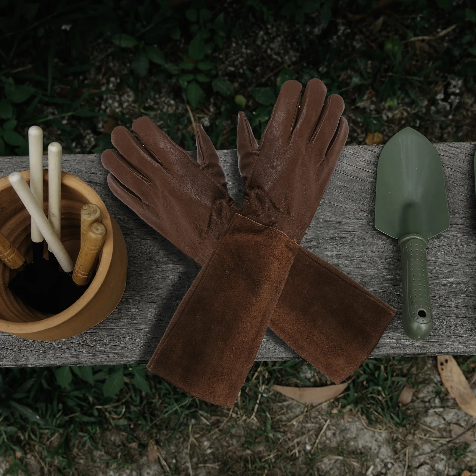 Gardening Gloves Long Tube Cowhide Pruning Planting Light Brown M Size Thick Flexible Movement Easy Clean Reusable Gardener 
Gardening Gloves Long Tube Cowhide Pruning Planting Light Brown M Size Thick Flexible Movement Easy Clean Reusable Gardener