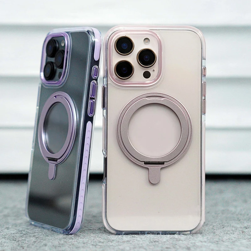 LJ Transparent Hit color MagSafe Phone Case for iPhone 17 16 15 pro max 360 Rotatable KickStand Wireless Charge Clear PC Cover
LJ Transparent Hit color MagSafe Phone Case for iPhone 17 16 15 pro max 360 Rotatable KickStand Wireless Charge Clear PC Cover