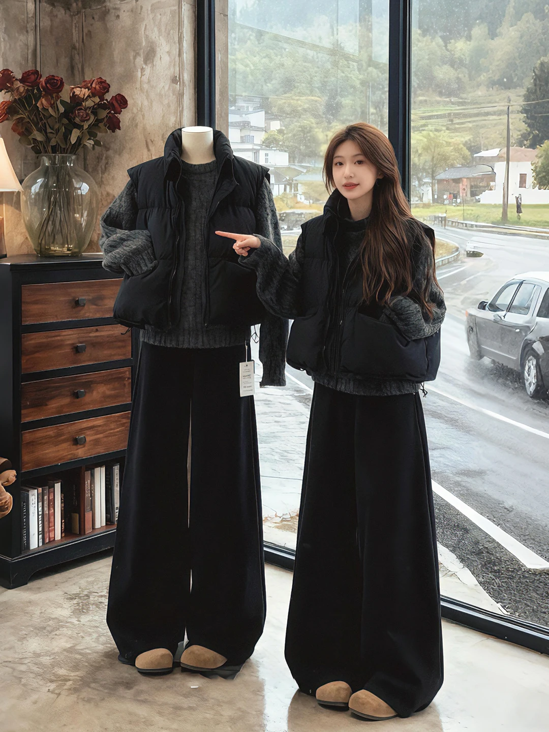 Winter Faion plus Size Women's Cotton Vest Sweater Wide Leg Pants Tee Piece Set Warm Sli Casual Korean Sle Ensemble
Winter Faion plus Size Women's Cotton Vest Sweater Wide Leg Pants Tee Piece Set Warm Sli Casual Korean Sle Ensemble