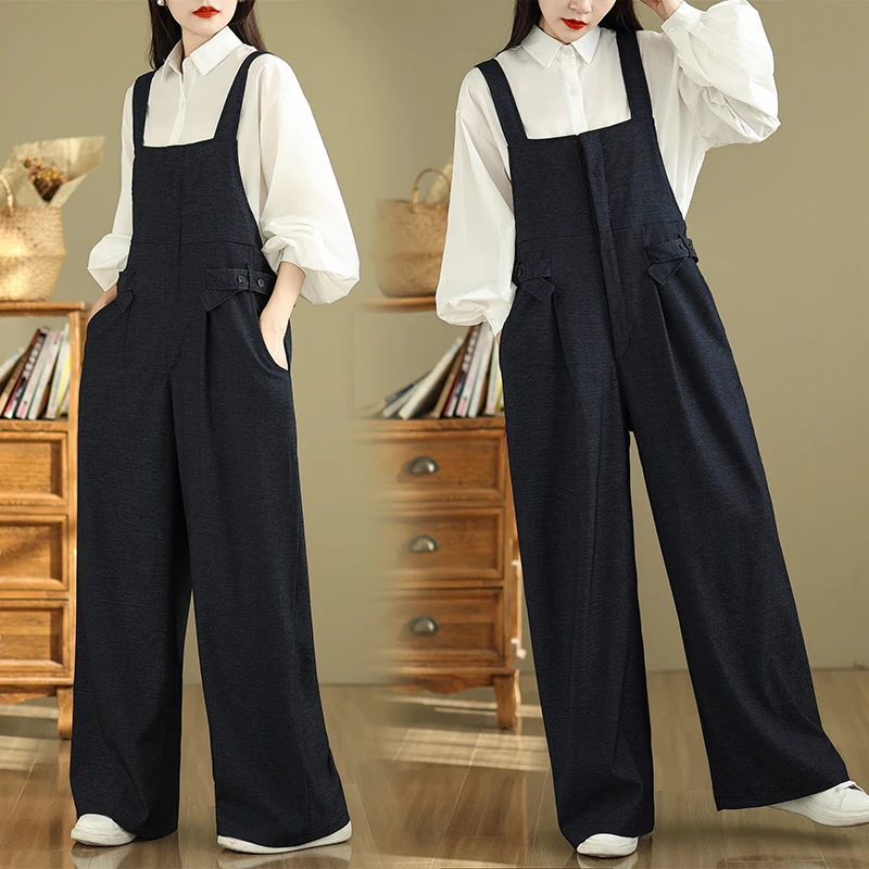 Джинсовые комбинезоны Bla, женские весенние новые модные антивозрастные свободные широкие брюки, цельные длинные брюки, простые брюки для поездок на работу и ветер
Джинсовые комбинезоны Bla, женские весенние новые модные антивозрастные свободные широкие брюки, цельные длинные брюки, простые брюки для поездок на работу и ветер