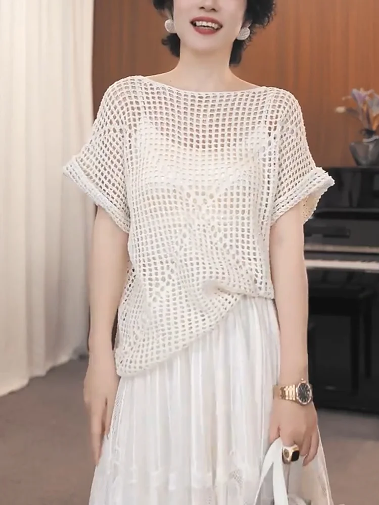 Summer Casual Style Slimming Vacation Fashion plus Size Overhead Shirt Women Trendy Hollow out Cover up Korean Style T-Shirt
Summer Casual Style Slimming Vacation Fashion plus Size Overhead Shirt Women Trendy Hollow out Cover up Korean Style T-Shirt