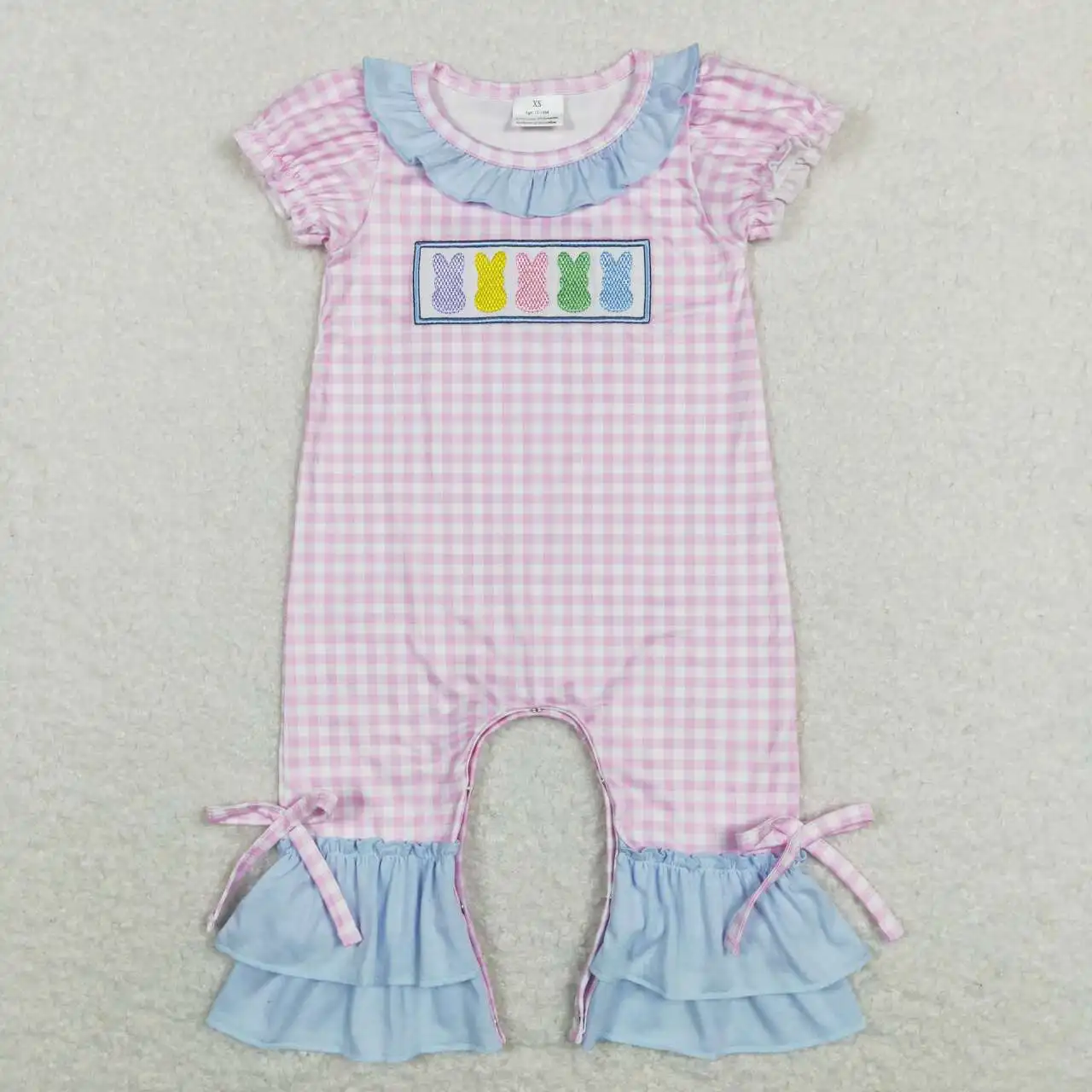 Wholesale hot sale baby kids newborn toddler Embroidered colorful bunny blue lace pink and white plaid shorts jumpsuit
Wholesale hot sale baby kids newborn toddler Embroidered colorful bunny blue lace pink and white plaid shorts jumpsuit