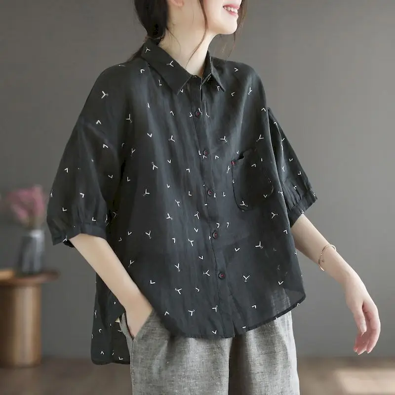 Vintage Printed Shirts Women Fashion Temperament Half Sleeve Shirt Casual Loose Thin Bouse Summer Trend Shirt Aesthetic Clothes
Vintage Printed Shirts Women Fashion Temperament Half Sleeve Shirt Casual Loose Thin Bouse Summer Trend Shirt Aesthetic Clothes