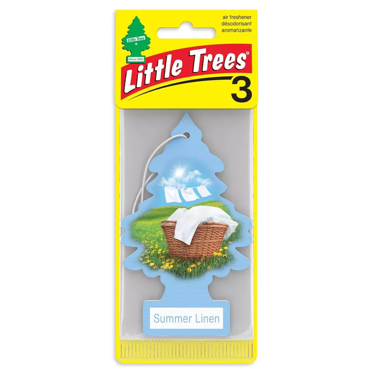 Little Trees Summer Linen Air Freshener 3pk: Car Freshener Tree, Sky Blue, Disposable, Non-Powered, 8 Weeks Duration
Little Trees Summer Linen Air Freshener 3pk: Car Freshener Tree, Sky Blue, Disposable, Non-Powered, 8 Weeks Duration