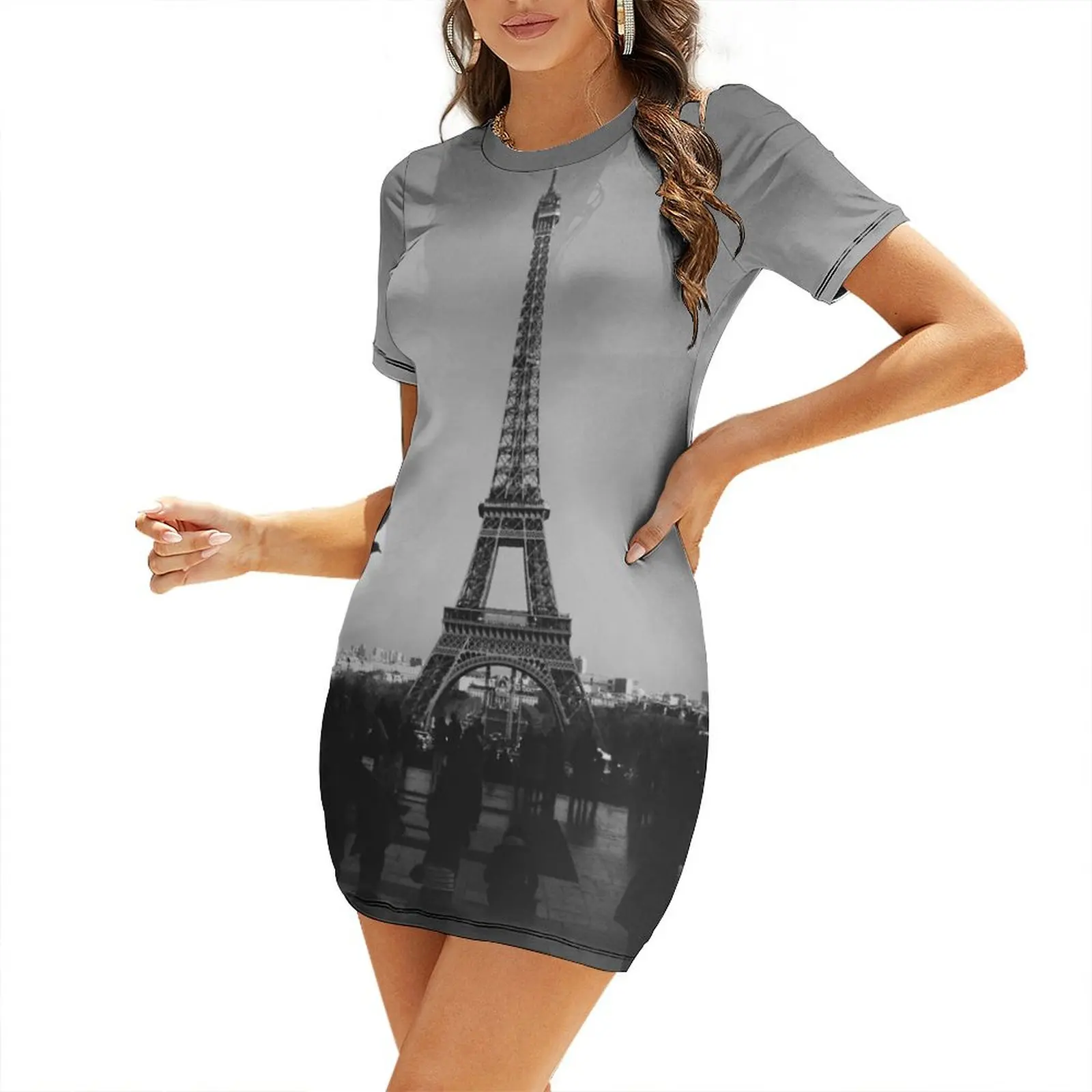 Eifel Tower Black & White Short Sleeved Dress sexy short dresses daring Casual dresses Dress woman
Eifel Tower Black & White Short Sleeved Dress sexy short dresses daring Casual dresses Dress woman