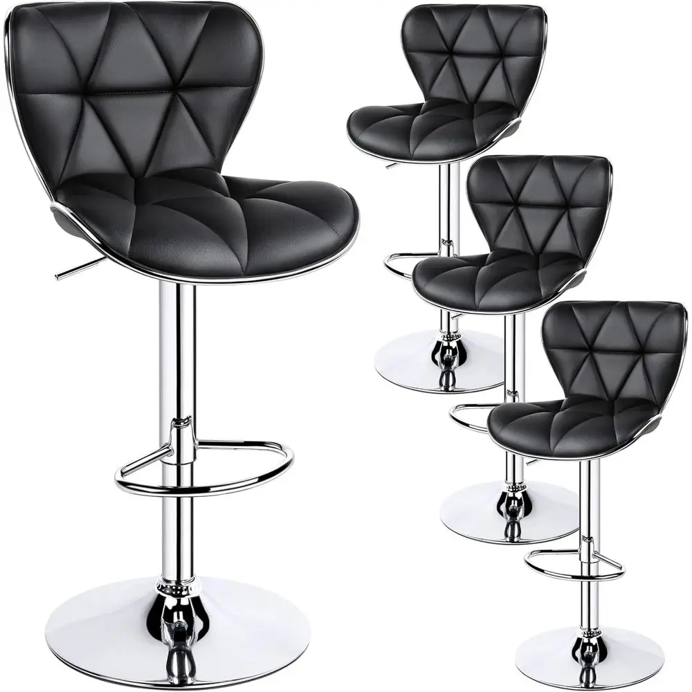 Set of 4 Black Adjustable Swivel Bar Stools with PU Leather and Shell Back for Kitchen Island
Set of 4 Black Adjustable Swivel Bar Stools with PU Leather and Shell Back for Kitchen Island
