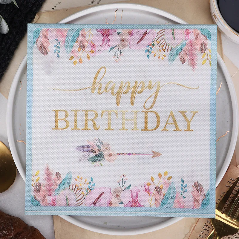 20Pcs Flower Happy Birthday Printed Cocktail Square Table Dinner Napkins Paper Wedding Birthday Party Decoration
20Pcs Flower Happy Birthday Printed Cocktail Square Table Dinner Napkins Paper Wedding Birthday Party Decoration