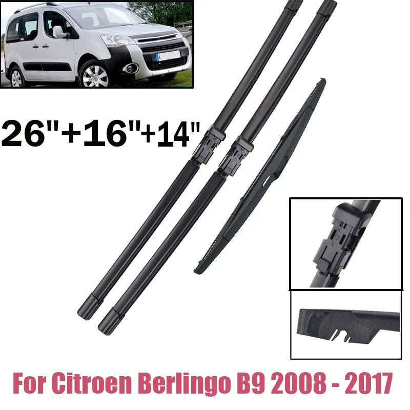 Wiper Front & Rear Wiper Blades Set For Citroen Berlingo B9 2008 - 2017 Windshield Windscreen Window Brushes 26"+16"+14"
Wiper Front & Rear Wiper Blades Set For Citroen Berlingo B9 2008 - 2017 Windshield Windscreen Window Brushes 26"+16"+14"