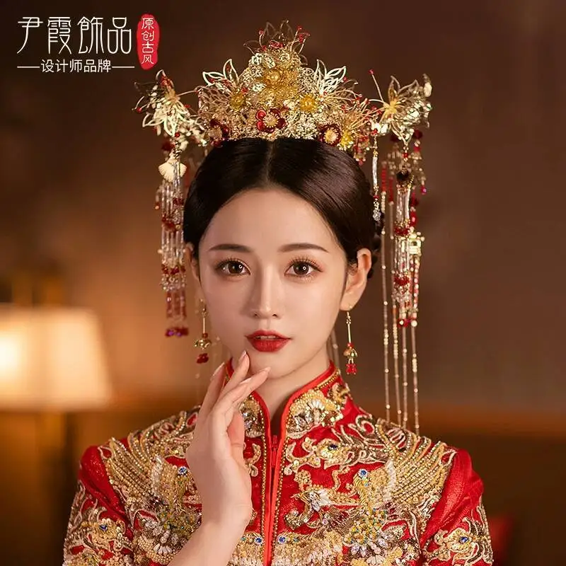 Chinese-style Bridal Phoenix Crown, Xiuhe Dress Headpiece, New Traditional Wedding High-end Hair Accessory, Elegant Bridal
Chinese-style Bridal Phoenix Crown, Xiuhe Dress Headpiece, New Traditional Wedding High-end Hair Accessory, Elegant Bridal