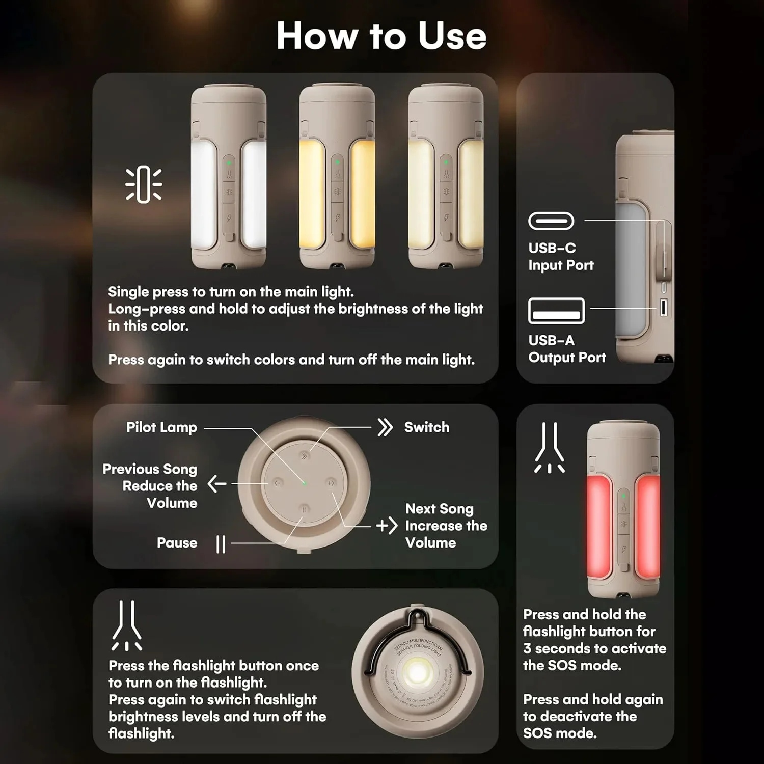 3 In 1 6000mAh Outdoor Speaker Multifunctional Camping Lamp, Tent Light, Dimmable Outdoor Lamp, Emergency Lantern
3 In 1 6000mAh Outdoor Speaker Multifunctional Camping Lamp, Tent Light, Dimmable Outdoor Lamp, Emergency Lantern