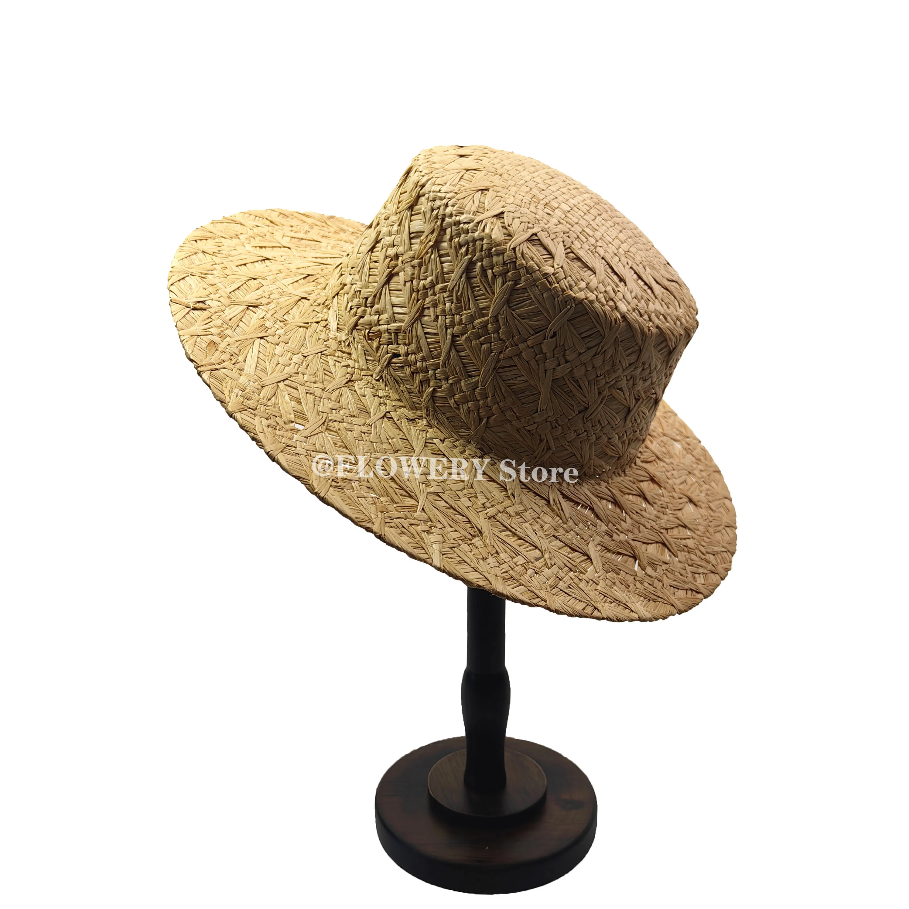 New spring and summer pure hand-woven Rafi flat-top straw hat / sun protection breathable luxury beach hat
New spring and summer pure hand-woven Rafi flat-top straw hat / sun protection breathable luxury beach hat
