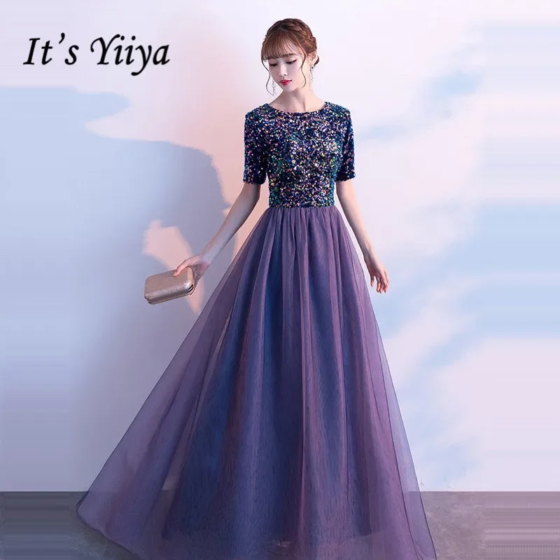 It's Yiiya Customized Evening Dress Navy Blue Sequin O-neck Short Sleeve A Line Zipper Robe De Soiree Woman Party Formal Gowns
It's Yiiya Customized Evening Dress Navy Blue Sequin O-neck Short Sleeve A Line Zipper Robe De Soiree Woman Party Formal Gowns