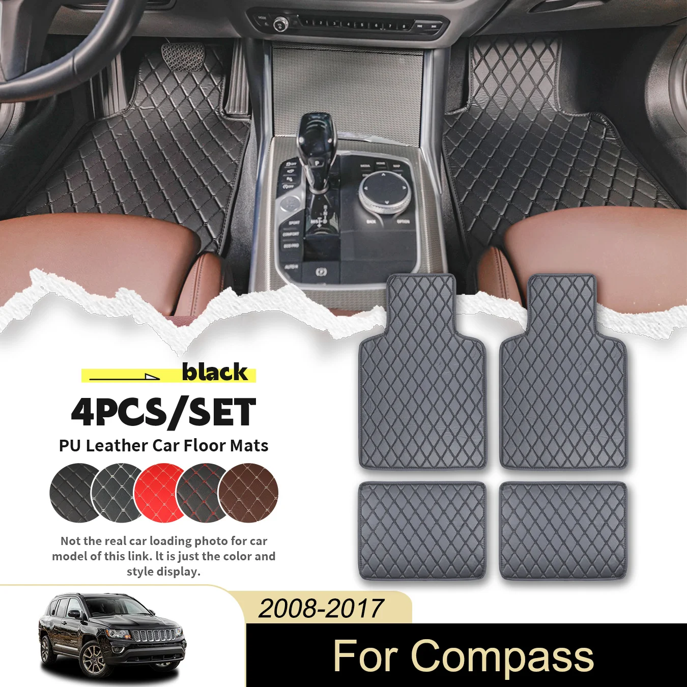 4pcs Universal Car Floor Mats For Jeep For Compass 2008-2017 PU Leather Waterproof and Stain Resistant, Easy to Clean
4pcs Universal Car Floor Mats For Jeep For Compass 2008-2017 PU Leather Waterproof and Stain Resistant, Easy to Clean