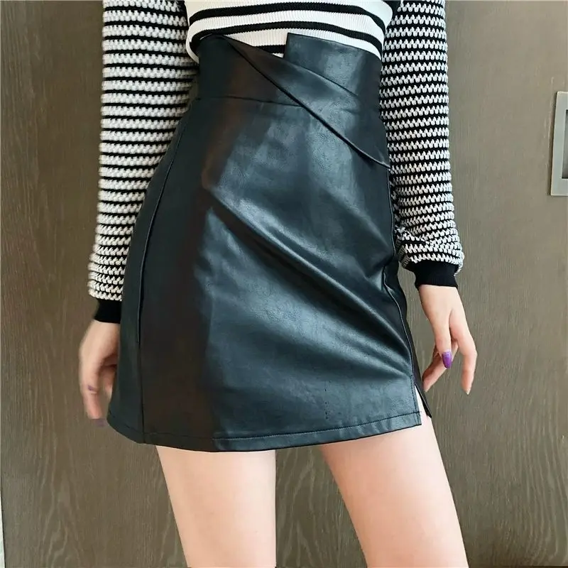 Sexy Mini Slim A Line Hip Hop Black PU Leather Skirt Women High Waist Spring Autumn Street Mujer Faldas Retro Women Skirt
Sexy Mini Slim A Line Hip Hop Black PU Leather Skirt Women High Waist Spring Autumn Street Mujer Faldas Retro Women Skirt