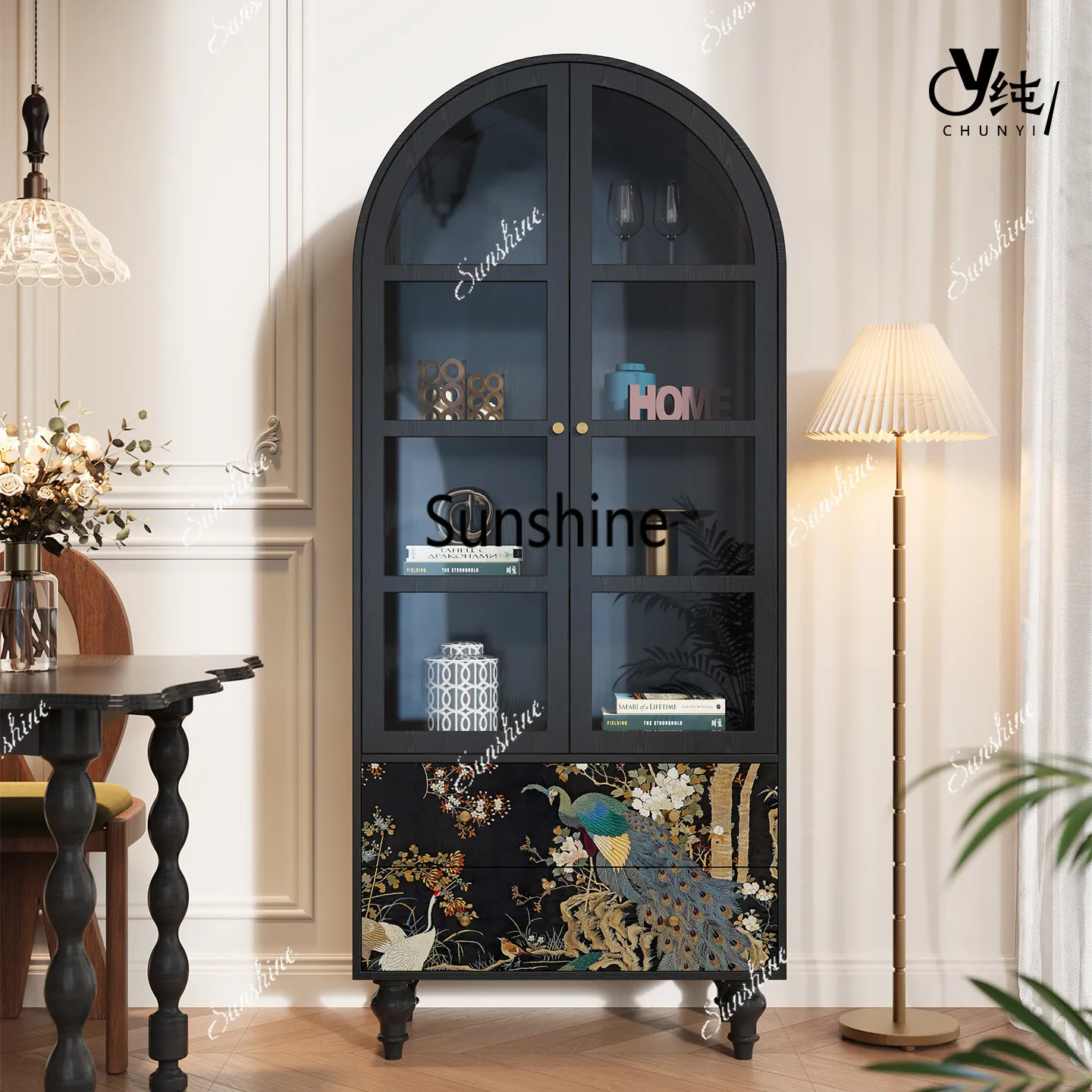 Medieval style living room against the wall wine cabinet glass display cabinet
Medieval style living room against the wall wine cabinet glass display cabinet