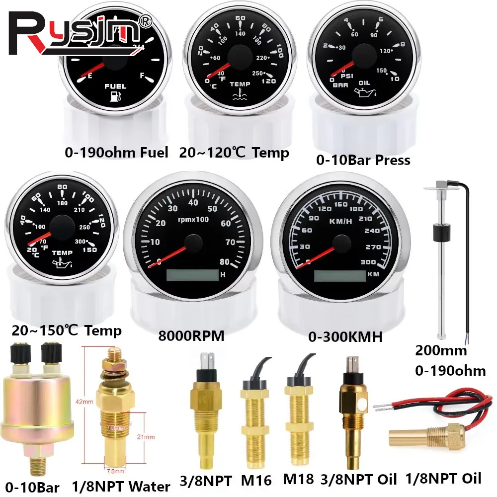 Индивидуальные датчики 300 км/ч 85 мм GPS спидометр 8K тахометр 52 мм датчик уровня топлива/температура воды масла масляный пресс с датчиком 8 шт.
Индивидуальные датчики 300 км/ч 85 мм GPS спидометр 8K тахометр 52 мм датчик уровня топлива/температура воды масла масляный пресс с датчиком 8 шт.