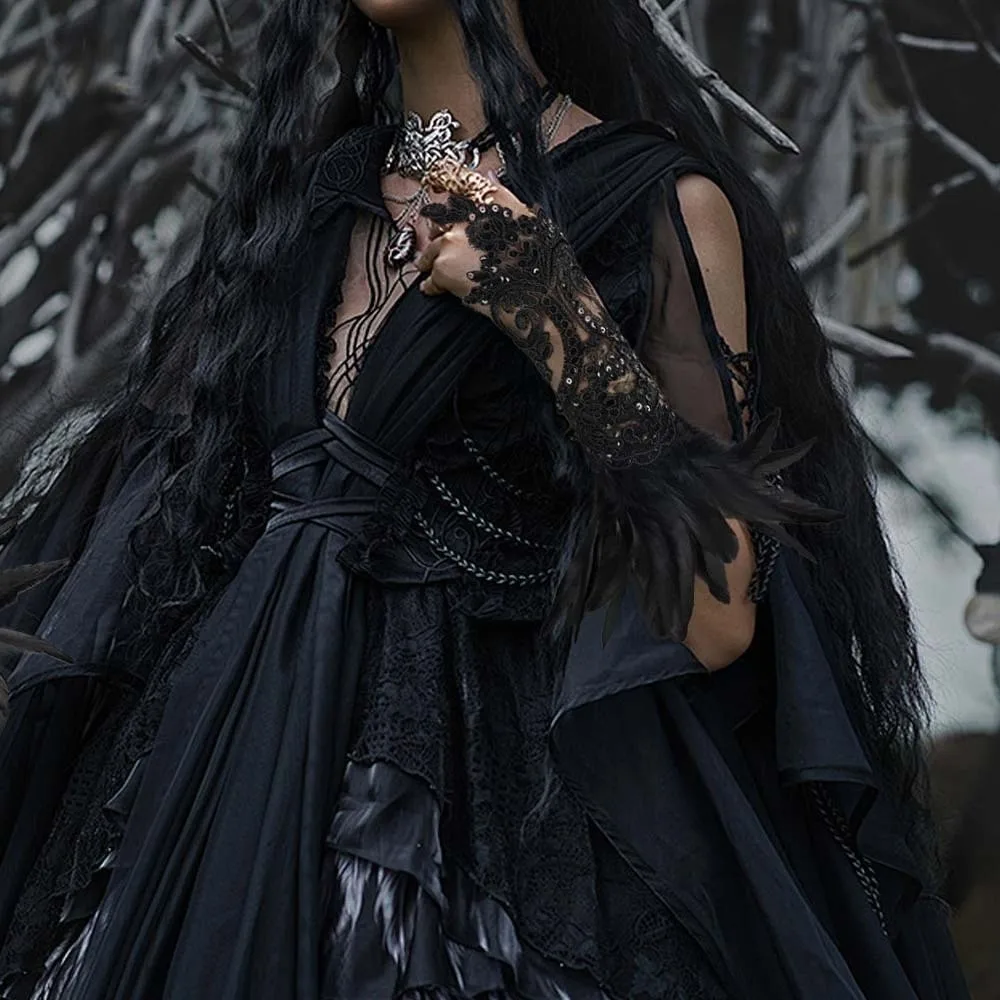 Ретро Хэллоуин перчатки перья готическая вышивка блестки перья кружевные перчатки темные манжеты женские рукава на Хэллоуин
Ретро Хэллоуин перчатки перья готическая вышивка блестки перья кружевные перчатки темные манжеты женские рукава на Хэллоуин