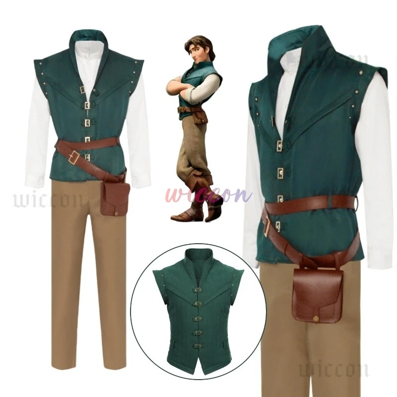 Flynn Rider Cosplay Costume Green Vest White Shirt Brown Pant Adult Carnival Uniform Anime Halloween Costumes for Man
Flynn Rider Cosplay Costume Green Vest White Shirt Brown Pant Adult Carnival Uniform Anime Halloween Costumes for Man