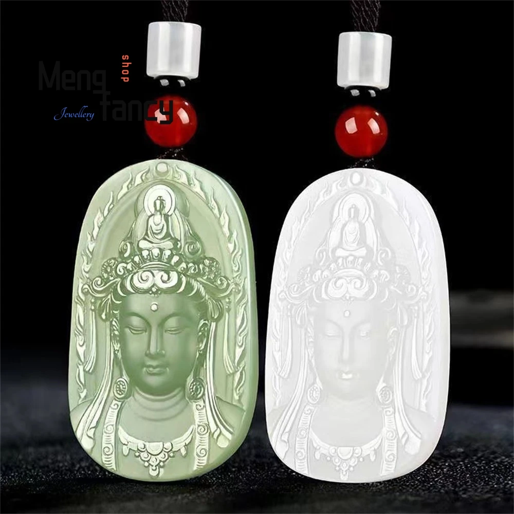 White Jade Tara Guanyin Bodhisattva Pendant, Green And White Jade Guanyin Brand, Hetian Jade Pendant For Men And Women Elegant
White Jade Tara Guanyin Bodhisattva Pendant, Green And White Jade Guanyin Brand, Hetian Jade Pendant For Men And Women Elegant