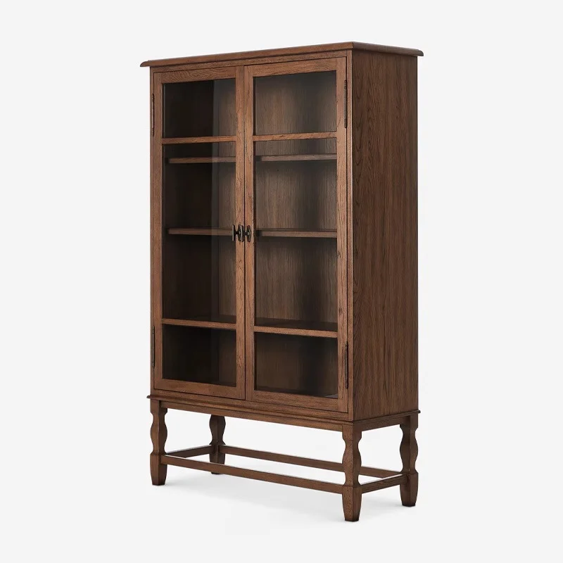 American solid wood glass cabinet living room simple retro display bookcase bookcase French double door storage
American solid wood glass cabinet living room simple retro display bookcase bookcase French double door storage