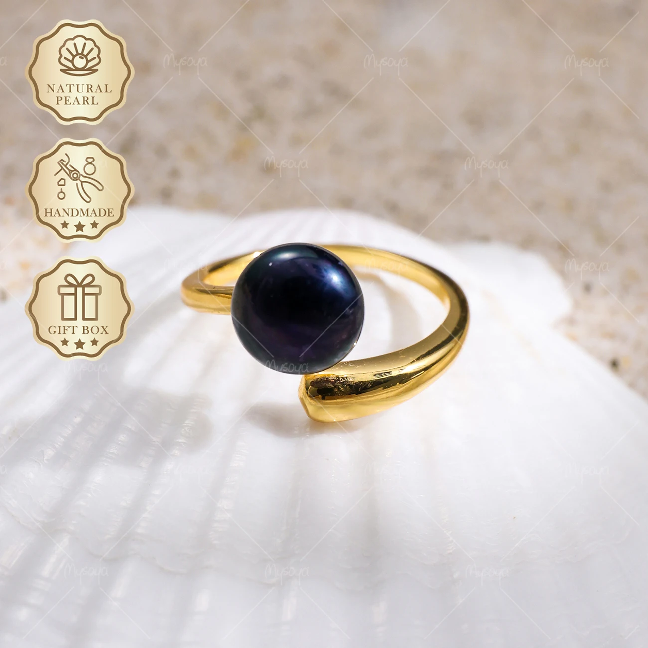 MYSOYA 8-9mm Black Freshwater Pearl Open Ring Gold Simple Ring, Gift Box, Birthday & Mother's Day S430
MYSOYA 8-9mm Black Freshwater Pearl Open Ring Gold Simple Ring, Gift Box, Birthday & Mother's Day S430
