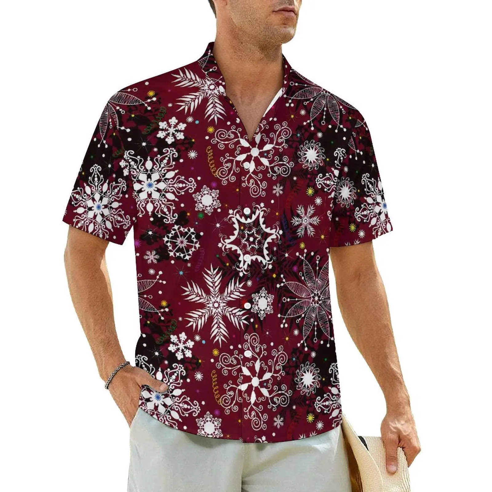 Hawaii Shirt Beach White Snowflake Blouses Christmas Print Elegant Casual Shirts Men Short Sleeve Y2K Fashion Oversized Clothing
Hawaii Shirt Beach White Snowflake Blouses Christmas Print Elegant Casual Shirts Men Short Sleeve Y2K Fashion Oversized Clothing