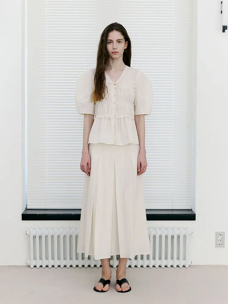 Noxula Authentic 2025 Summer New VC Texture Bow Tie ort Sve irt f Skirt Korean Sle Straight Cut Pure Cotton Blend
Noxula Authentic 2025 Summer New VC Texture Bow Tie ort Sve irt f Skirt Korean Sle Straight Cut Pure Cotton Blend