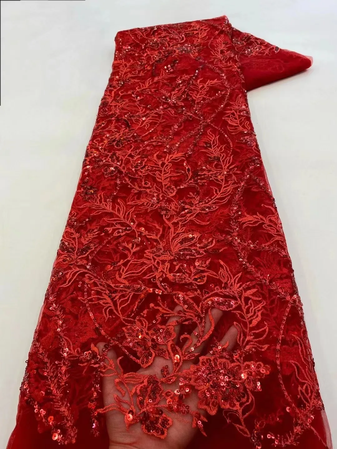 Red African Sequence Lace Fabric 2022 High Quality Nigerian French Tulle Lace Fabric For Bridal Material Sewing
Red African Sequence Lace Fabric 2022 High Quality Nigerian French Tulle Lace Fabric For Bridal Material Sewing