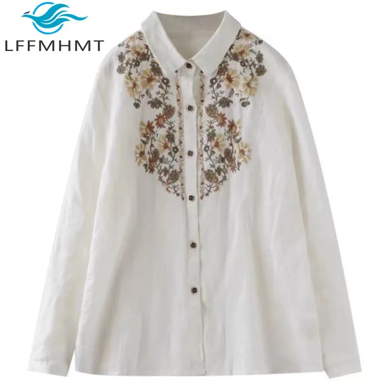 Spring Summer Fashion Women's Linen Shirt Good Quality Chinese Style Vintage Embroidery Long Sleeve Simple Basic Cardigan Tops
Spring Summer Fashion Women's Linen Shirt Good Quality Chinese Style Vintage Embroidery Long Sleeve Simple Basic Cardigan Tops