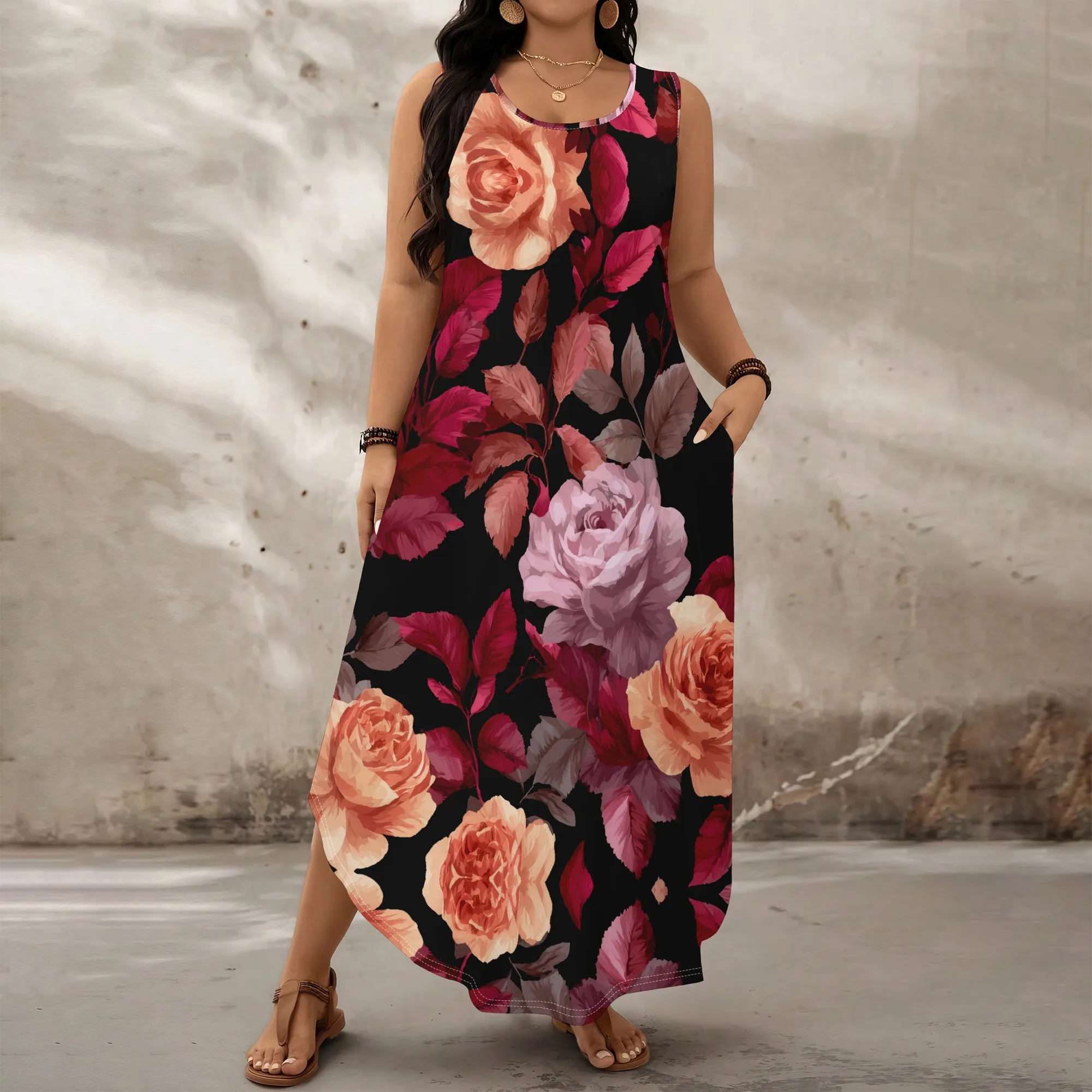 Plus Size Floral Maxi Dress for Women | Boho Rose Print Sleeveless Summer Gown with Pockets XL-6XL
Plus Size Floral Maxi Dress for Women | Boho Rose Print Sleeveless Summer Gown with Pockets XL-6XL